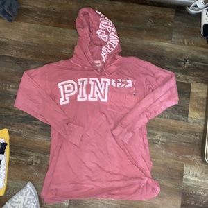 Long sleeve PINK tee with hoodie